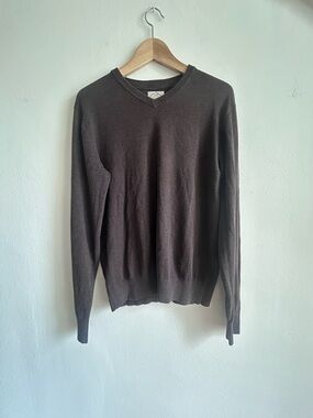 Classic V-Neck Men's Sweater in Dark Brown